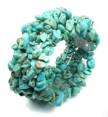 Turquoise Bracelet Cuff Multi Strand Stretch Gemstone Band