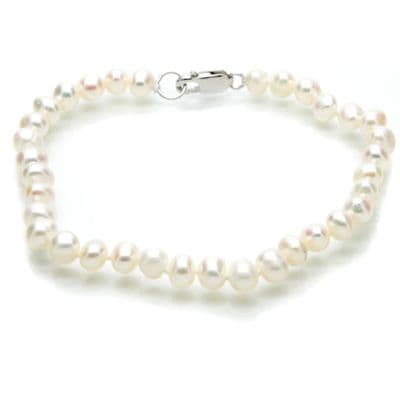 White Pearl Bracelet Freshwater Pearls Sterling Silver