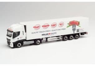 Herpa 312257 H0 Gauge Müller Fleisch Iveco Stralis NP 460 Refrigerated Box Trailer