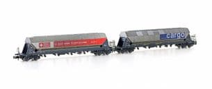 Hobbytrain H23479 N Gauge SBB Cargo Taggnpps Hopper Wagon Set Weathered (2)
