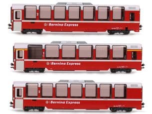 Kato 10-1655 N Gauge RhB Bernina Express (New Logo) 3 Car Coach Set
