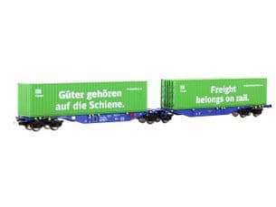 Mehano 28398 HO Gauge Ermewa Sggrmss90 Container Wagon with DB Cargo Containers
