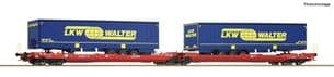 Roco 77385 H0 Gauge DB AG T3000e Articulated Pocket Wagon loaded with LKW Walter Lorry Trailers