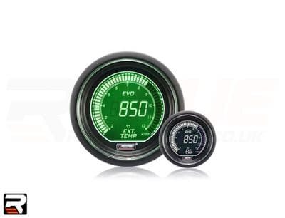 52mm Evo LCD Exhaust Gas Temp Gauge Green/White