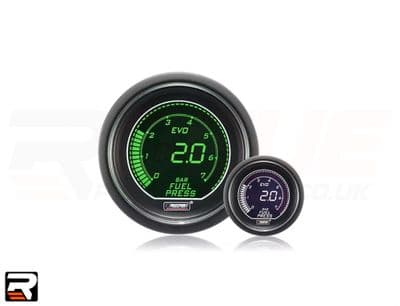 52mm Evo LCD Fuel Pressure Gauge (Bar) Green/White