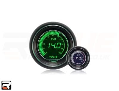52mm Evo LCD Voltage Gauge Green/White