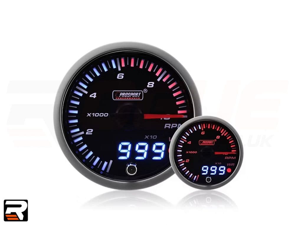 60mm JDM Dual Stepper Motor Warning Rev Counter 0-10 000 Rpm