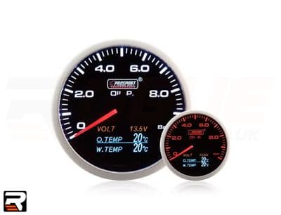 Prosport 60mm 4-1 Multi Gauge Oil Pressure, Oil Temp, Water Temp, Volt