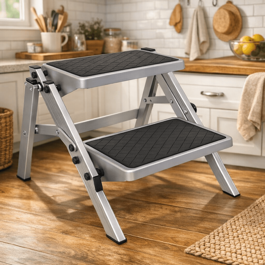 BACK IN STOCK - Folding Aluminum Double Step Stool