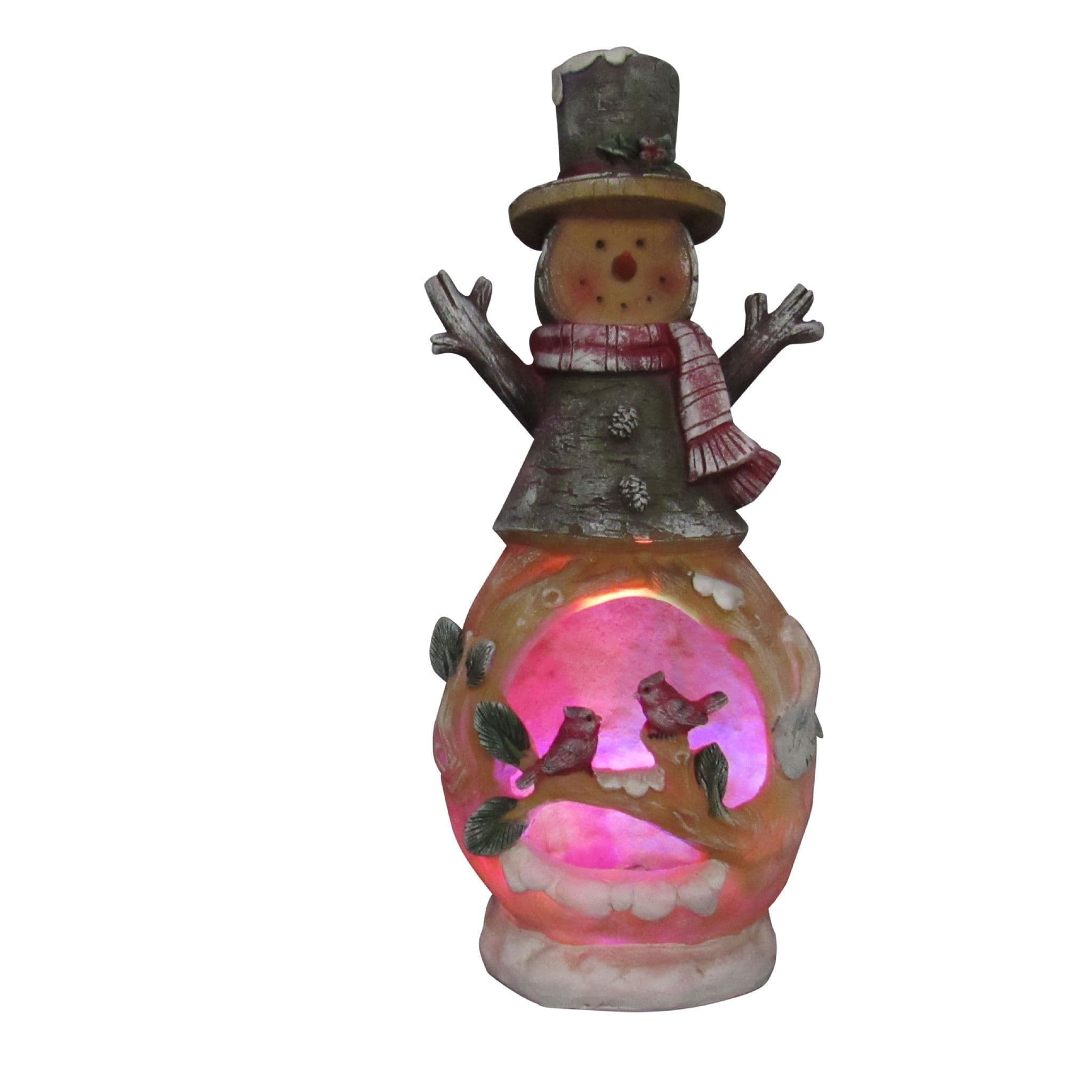 Multi Coloured Light Up Christmas Figurine Snowman & Birds