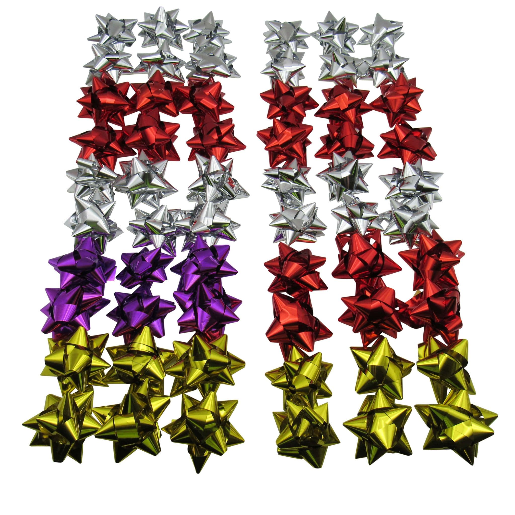 Christmas Present Metallic Gift Bows X 60 Self Adhesive Xmas - Product