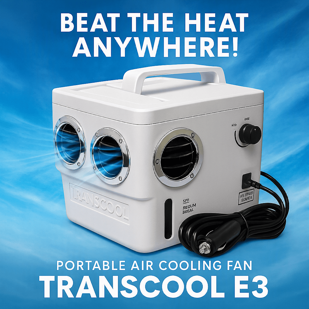 THE HEATWAVE SOLUTION - Transcool E3 Portable Evaporative Air Cooling Fan