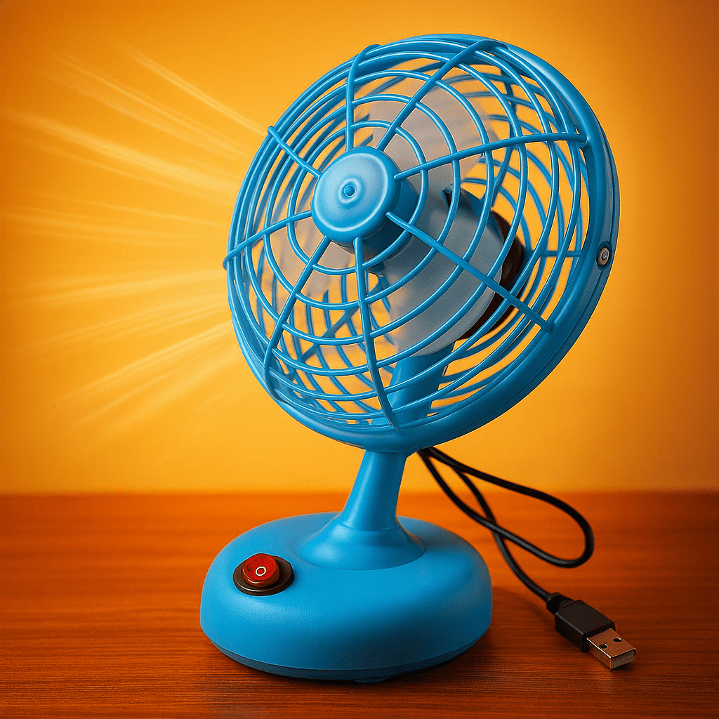 BEATING THE HEATWAVE - Mini USB Desk Fan – Blue or Pink