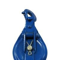 0.5 Ton 75MM Double Sheave Snatch Block With Swivel Hook Blue Painted - 8MM Wire Rope Safety Lifting