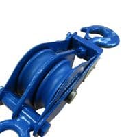 0.5 Ton 75MM Double Sheave Snatch Block With Swivel Hook Blue Painted - 8MM Wire Rope Safety Lifting