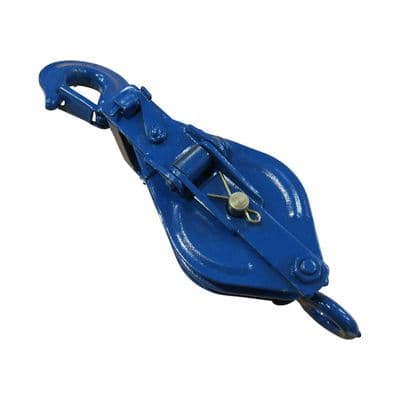 1 Ton 100MM Double Sheave Snatch Block With Swivel Hook Blue Painted - 10MM Wire Rope Safety Lifting