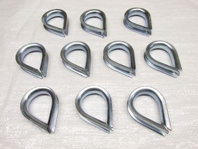 12MM Wire Rope Thimbles x10 - Galvanised Steel Commercial Loop