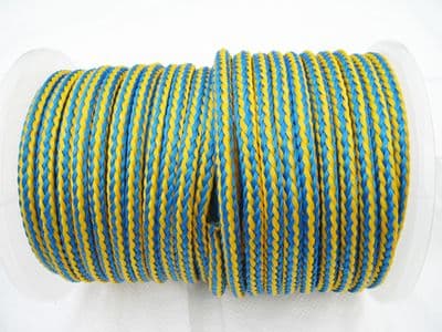 12MM x 50 Metre Blue/Yellow 16 Plait Single Braided PolyPropylene Rope - PP Hollow