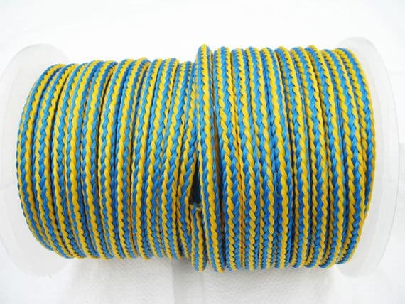 12MM x 50 Metre Blue/Yellow 16 Plait Single Braided PolyPropylene Rope - PP Hollow