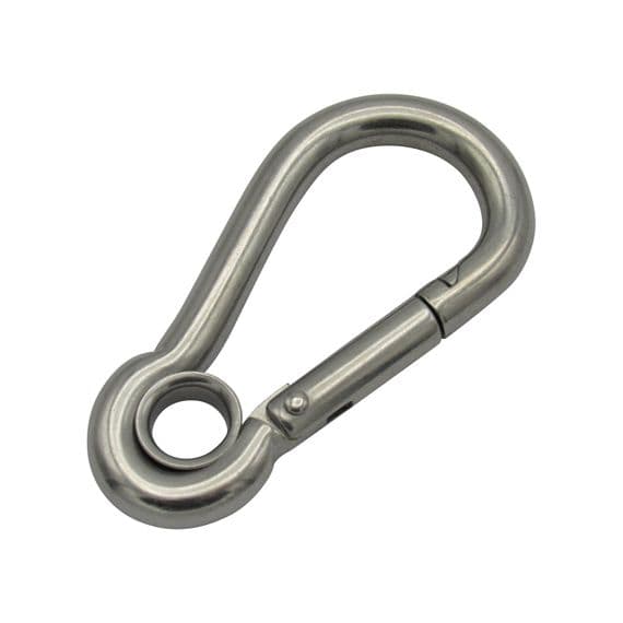 12MM Zinc Plated Carbine Hook With Eyelet - Marine Snap Gate Rope Karabina BZP