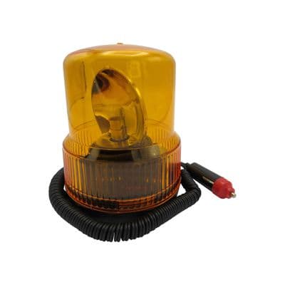 12v 8w Amber Magnetic Warning Light Plug In - Revolving Beacon Recovery Flashing