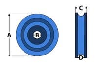 150MM Blue Painted Cast Iron Sheave With Bush - 16MM Wire Rope Spare Replacement