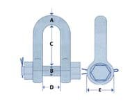 17 Ton Safety Pin Galvanised Dee Shackle - 17000KG Upset Forged Tested Certified
