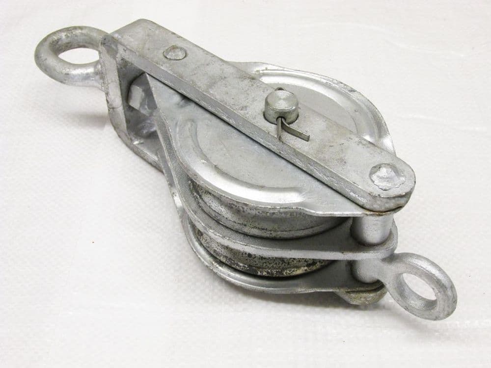 Wire Rope Sheve Block 2 Ton 110MM Galvanised Double Sheave Block With Eye - 16MM Wire Rope ...