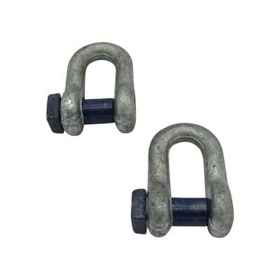 2 Ton Galvanised Dee Shackle With Square Head X2 (2000KGS Marine Boat Tested Certified)