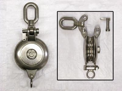 2 Ton Logging Snatch Block Pulley Stainless Steel with Swivel Oval Eye (19MM Wire)