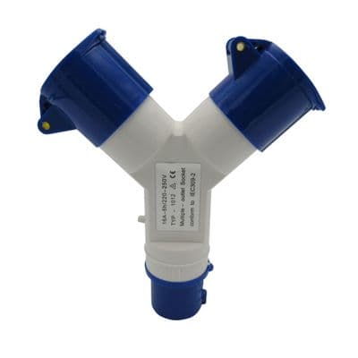 2 Way Splitter 16A (Mains Electric Hook Up Adaptor Caravan Motorhome 220-250V)