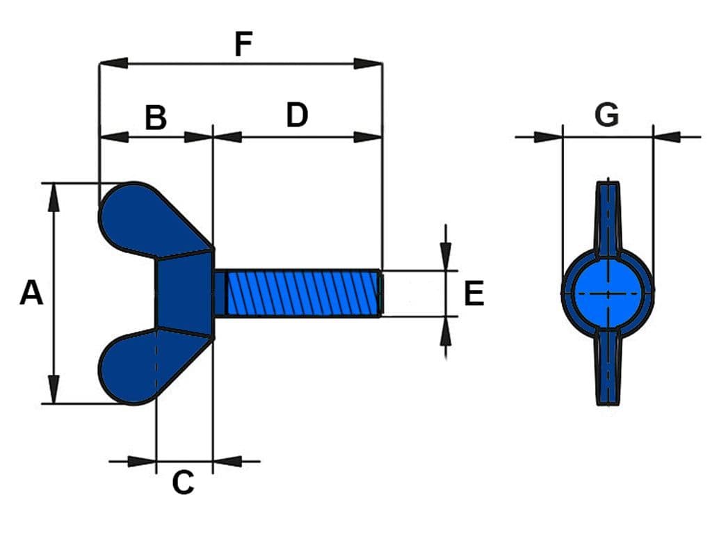 20MM X 80MM Stainless Steel Butterfly Wing Shaped Bolt Screw Carbon