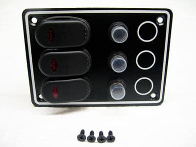 3 Gang Switch Panel 12V Waterproof (Circuit Breakers Boat Marine)