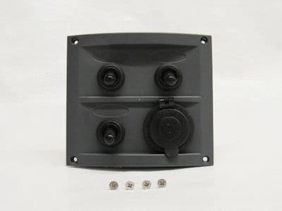 3 Gang Switch Panel & Cigarette Socket 12V (Rocker Boat Marine Splashproof)