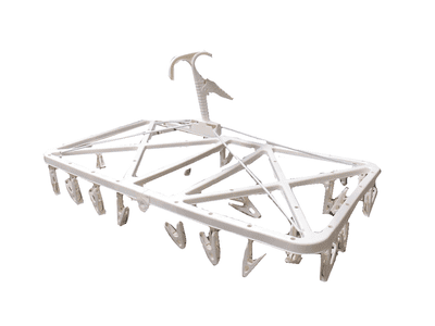 32 Peg Hanging Clothes Airer - Drying Rack Ceiling Rail Camping Home Suspended Wire Folding