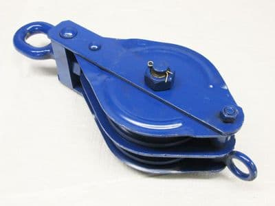 4 Ton 200MM Double Block With Swivel Eye Blue Painted - 22MM Pulley Wire Rope Safety Lifting