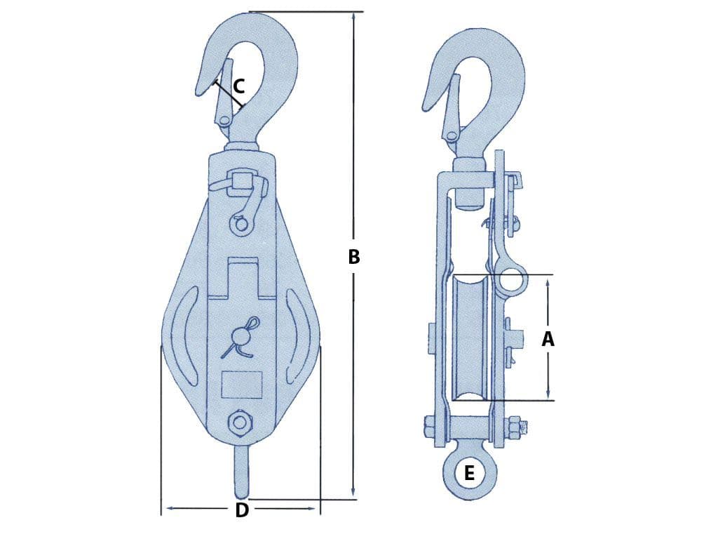 4 Ton 200MM Snatch Block With Safety Hook Blue Painted - 22MM Wire Rope ...