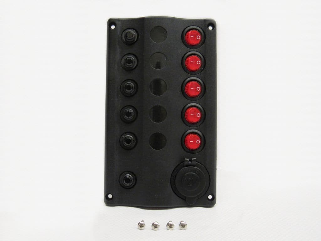 5 Gang Toggle Switch Panel 12V Circuit Breakers Cigarette Socket Boat ...