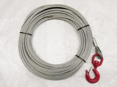 500KG 7MM 25M Lifting Hand Winch Cable Galvanised - 7x19 0.5 Ton Safety Swivel Hook