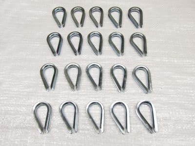 5MM Wire Rope Thimbles x20 - Galvanised Steel Commercial Loop