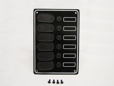 6 Gang Switch Panel 12V (Boat Marine Black Fused)