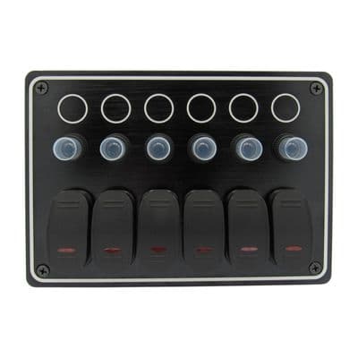 6 Gang Switch Panel 12V (Toggle Waterproof Circuit Breaker Boat Marine Car Camper)