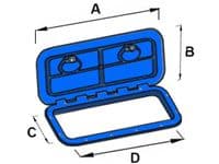 607MM X 245MM White Rectangular Plastic Marine Boat Deck Inspection Hatch - Double Lock Opening