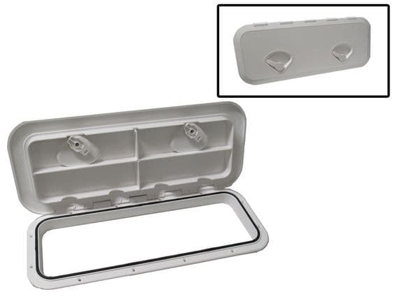 607MM X 245MM White Rectangular Plastic Marine Boat Deck Inspection Hatch - Double Lock Opening