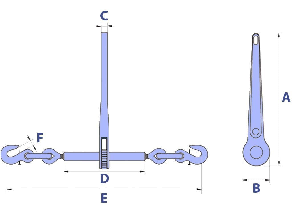 8MM Ratchet Loadbinder With Safety Grab Hook Chain Binder Tightening Gear
