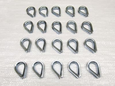 8MM Wire Rope Thimbles x20 - Galvanised Steel Commercial Loop