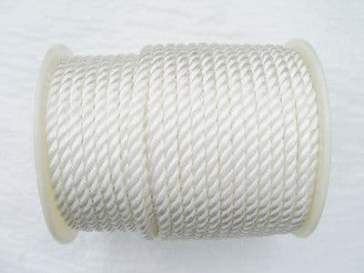 8MM x 73 Metre Reel, White, 3 Strand Nylon Rope - Boat Marine Yacht Anchor