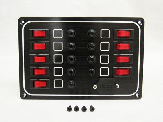 9 Gang Switch Panel 12V (Circuit Breakers Dual USB Port Boat Marine Camper)
