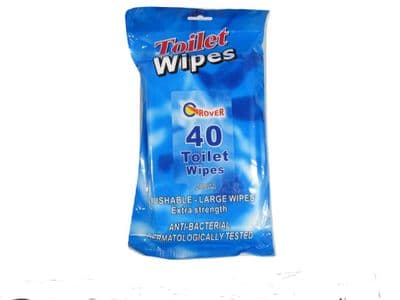 Antibacterial Toilet Cleaning Wipes (Large Extra Strength Flushable Kills Bacteria) x40