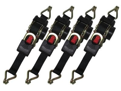 Auto Retractable Ratchet Strap 25MM 2.1M 0.3T X4 (Tie Down Cargo Claw J Hook)
